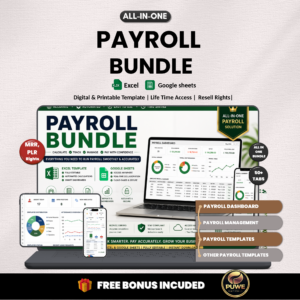 Payroll bundle | Excel templates & Google sheets | Payroll template, tracker, management, budget, check, Payslip templates | PLR MRR rights