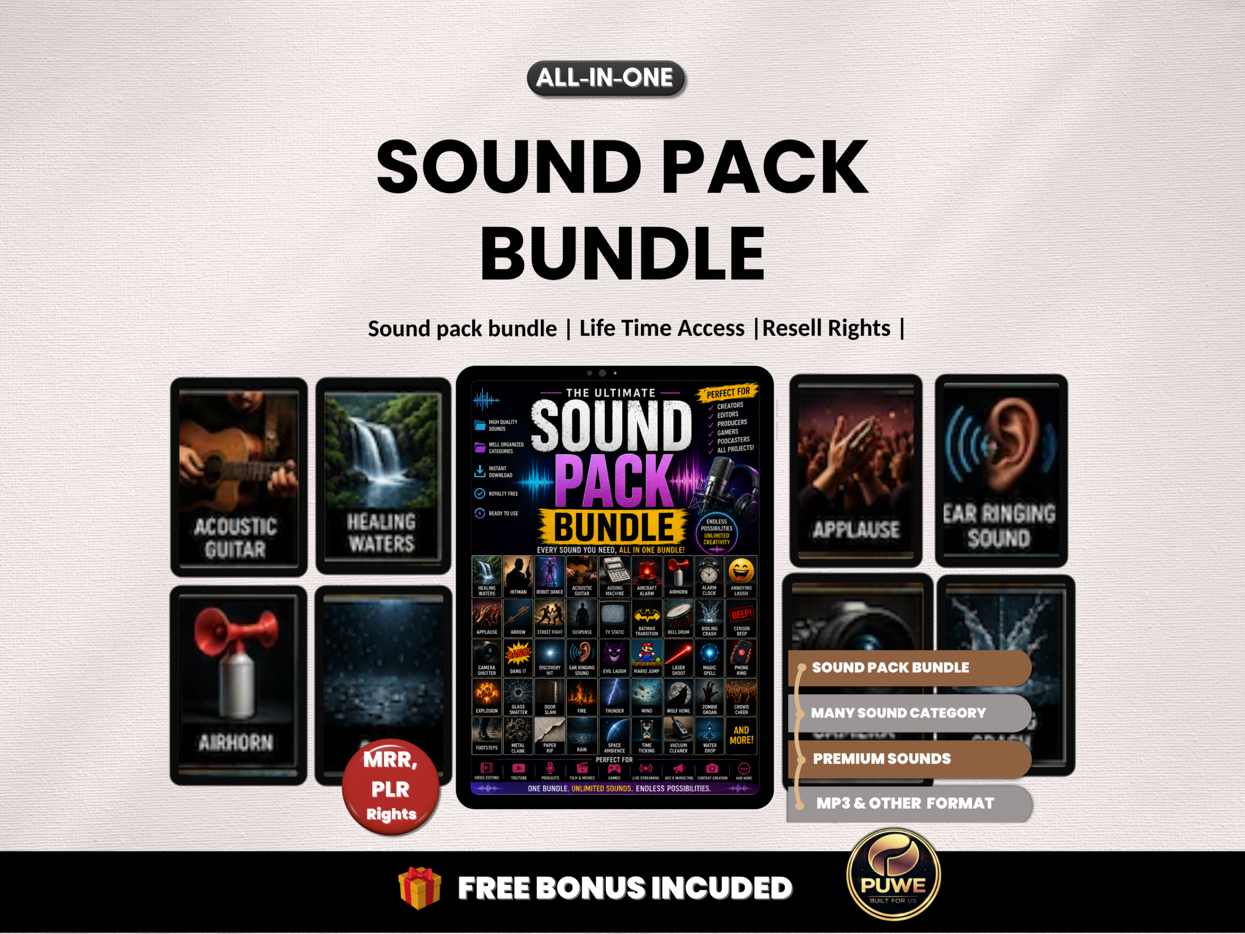 Sound pack bundle | Sound Pack, Sound Effects, Podcast Sounds, Audio Bundle, Game Sounds, Audio Effects, Digital Download | PLR MRR Rights