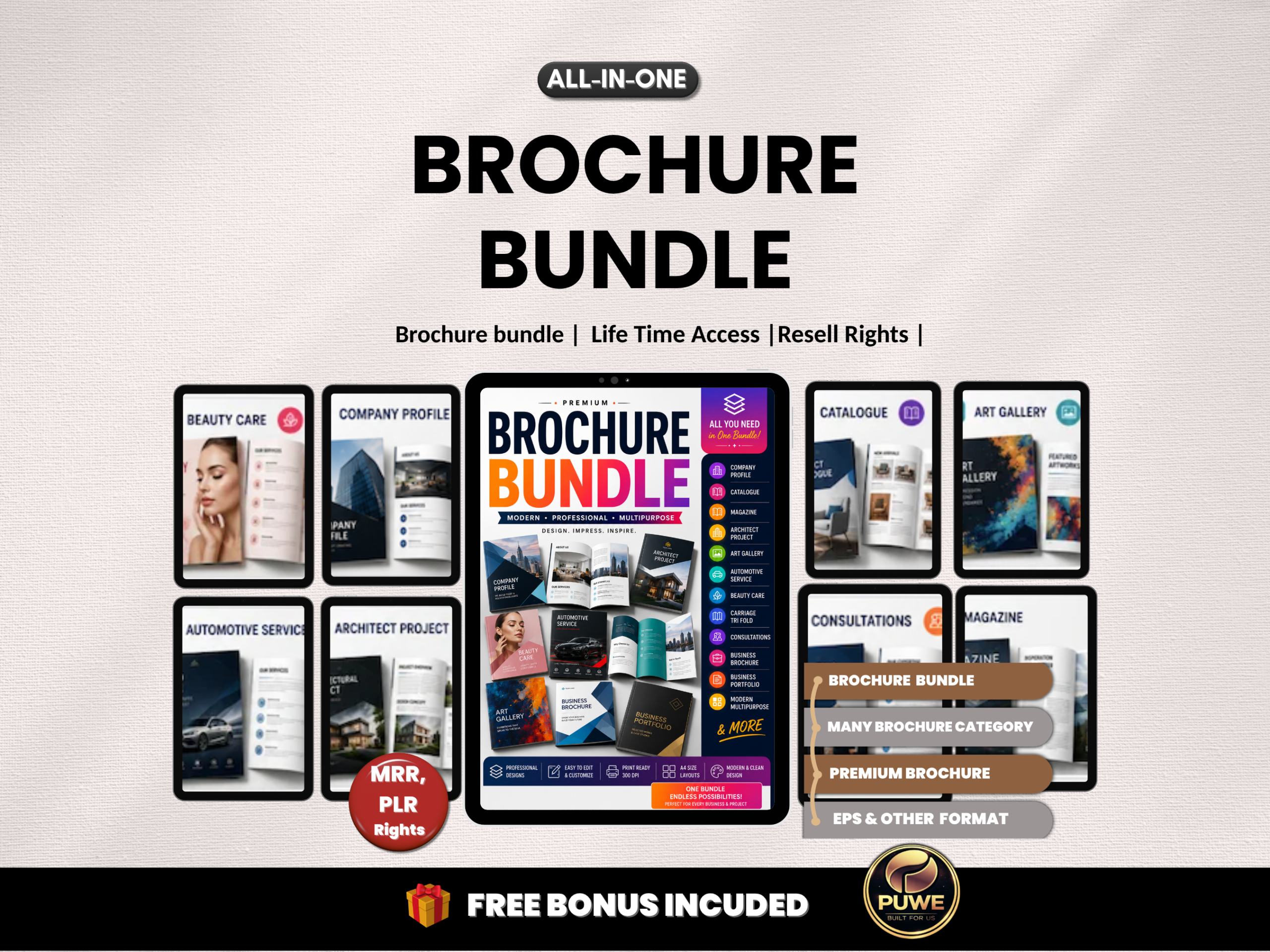 Brochure bundle | Business Brochure, Company Profile, Catalogue Design, Modern Brochure, Editable Layout, Digital Download | PLR MRR Rights