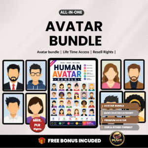 Human avatar bundle | Human Avatar, Avatar Pack, Cartoon Avatar, Vector Avatar, Character Pack, Digital Avatar, UI Avatar | PLR MRR Rights