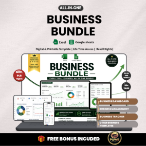 Business bundle | Excel template & Google sheets | Business plan development proposal| Business budget, startup, worksheet | PLR MRR Rights