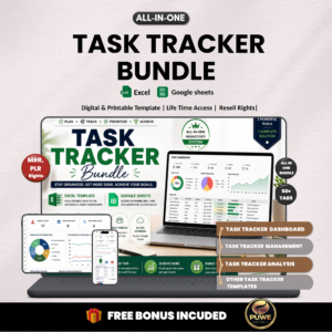 Task tracker bundle | Excel templates & google sheets | Task planner, productivity tool, Project task, task management | PLR MRR Rights