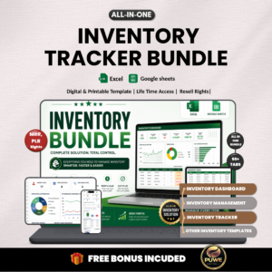 Inventory tracker bundle | Excel templates & Google sheets | Inventory control, tracker, management, excel Inventory | MRR PLR Rights