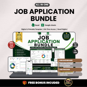 Job application tracker bundle |Excel templates & Google sheets | Job tracker, decision matrix, application form, Job seeker| PLR MRR Rights