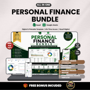 Personal finance bundle | Excel templates & Google sheets | Personal budget, tracker, Monthly, Annually, Financial goals | PLR MRR Rights