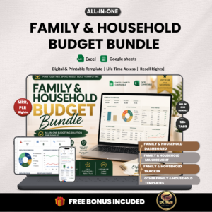 Family and household budget bundle |Excel templates & Google sheets | House budget, checklist, Family budget, Household kit | MRR PLR Rights
