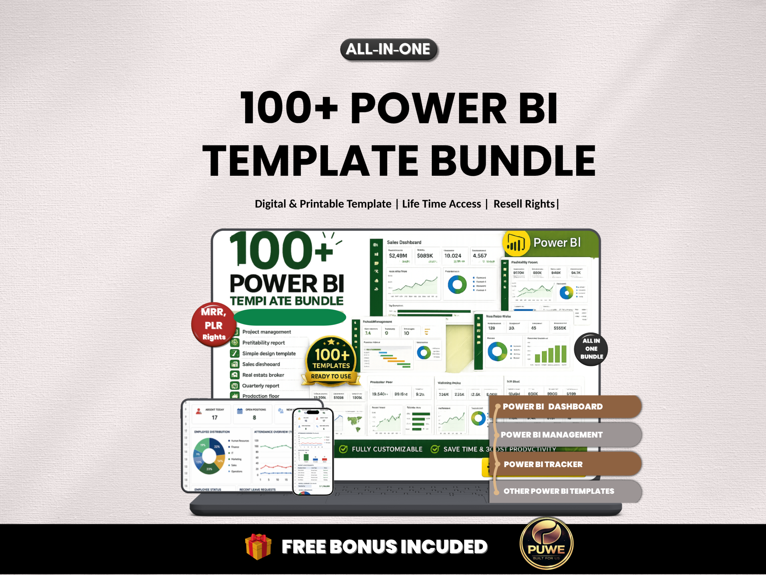 100+ Power Bi template bundle | Project management, Powerpoint style, design template, Modern design, Power bi template | PLR MRR Rights