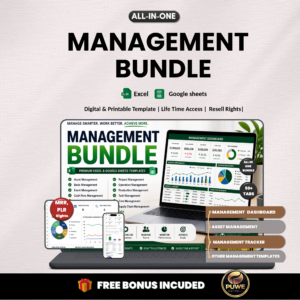 Management bundle | Excel templates & Google sheets | Project management, task, asset, inventory, supply chain management | PLR MRR Rights