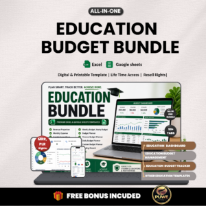 Education Budget bundle | Excel templates & google sheets | Education tracker, planner, tools, income, expense templates | PLR MRR Rights