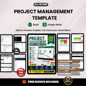 Project management template | Project budget, Project timeline, Project tracking, Project plan, Agile project, Project tool |PLR MRR Rights