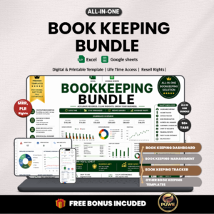 Book keeping bundle |Excel templates & Google sheets |Bookkeeping ledger, reseller tracker, trial balance sheets, timesheet | MRR PLR Rights
