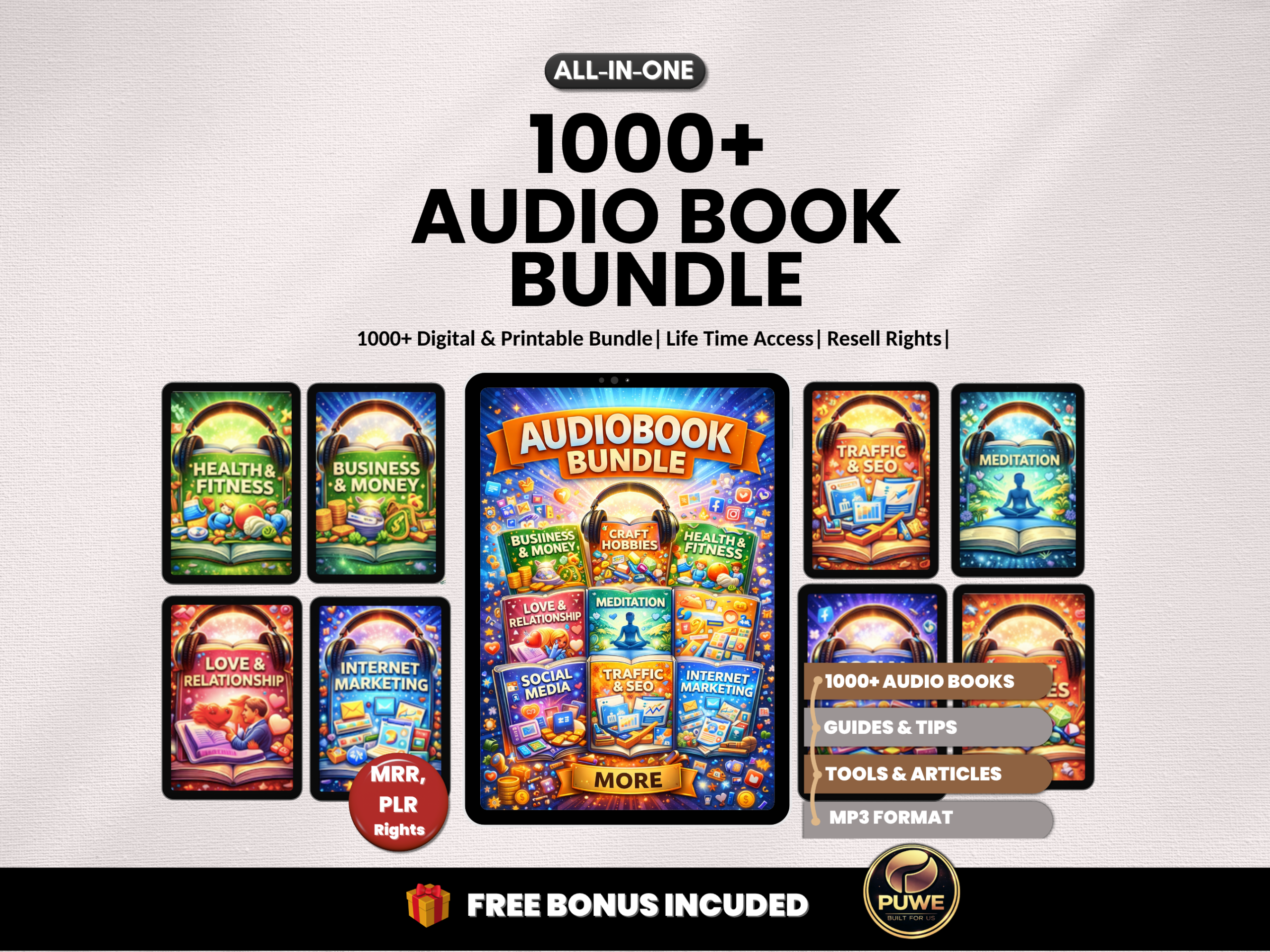 1000+ Audio books bundle |  Audio Books Collection | Bestseller Audiobooks Collection | Instant Download MP3 | PLR MRR Rights