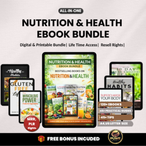 Nutrition & Health ebook bundle | Health Coach| Food Diary | Nutrition Planner |Gluten free| Body building | Canva Template | MRR PLR Rights
