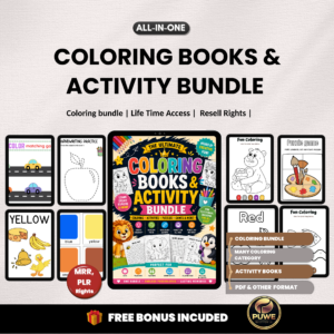Coloring book & activity bundle | Coloring, Activity, Kids Printables, Kids Activities, Worksheet Pack, Puzzle, Trace | PLR MRR Rights