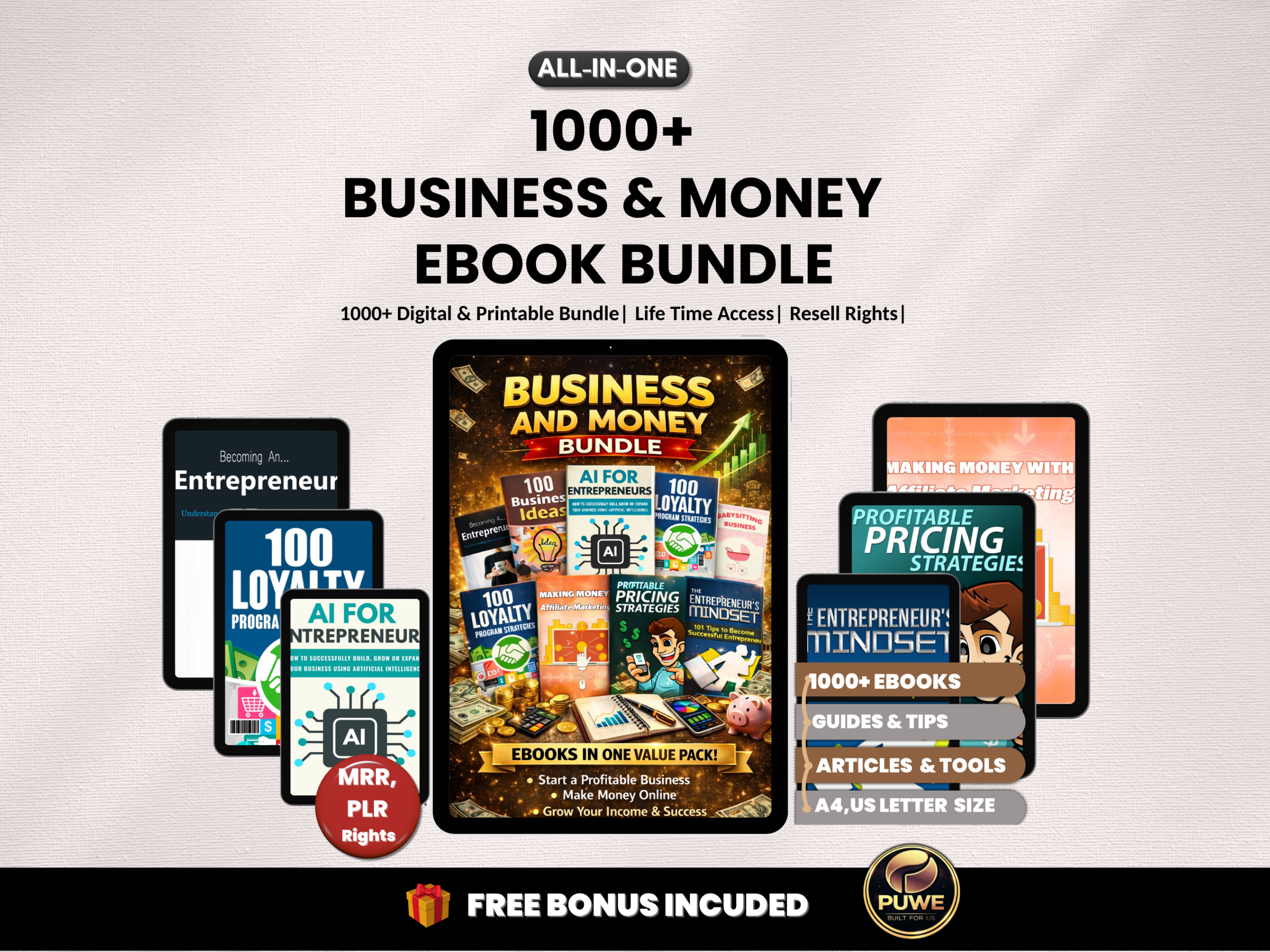1000+ Business and Money Mega Bundle | PLR and MRR Rights | Marketing, Finance, Entrepreneurship, Investing, and Marketing Wealth Guides