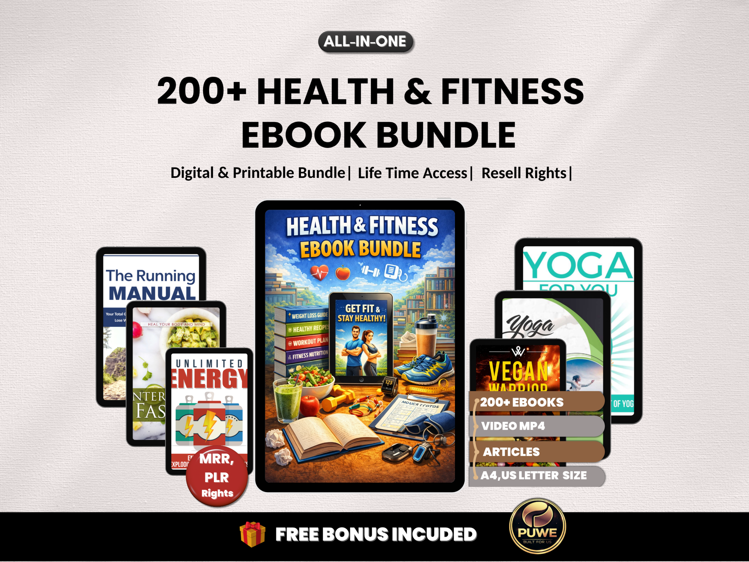 300+ Sports & Outdoor Fitness Ebook Bundle | Fitness, Adventure, Training, Camping,  Athletics, Golfs, Swimming, Skydiving| PLR MRR Rights