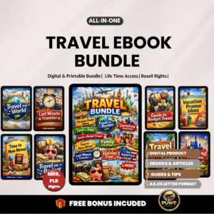 Travel ebook bundle | Travel guide, travel tips, ideas, budget travel | digital travel, Family vacation, backpack travel | PLR MRR Rights