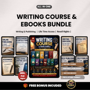 Writing course bundle | Writing ebook | Publishing ebook | Writing tips, resources | publishing | Article writing | PLR MRR Rights