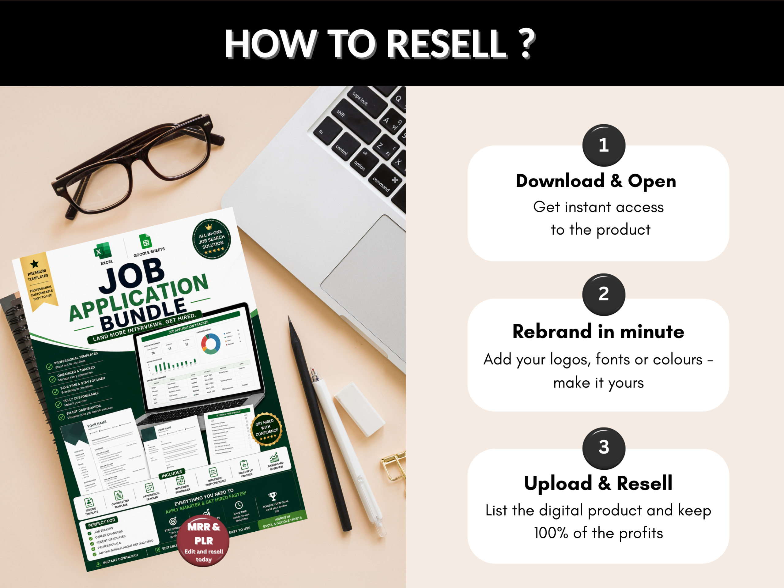 Job application tracker bundle |Excel templates & Google sheets | Job tracker, decision matrix, application form, Job seeker| PLR MRR Rights