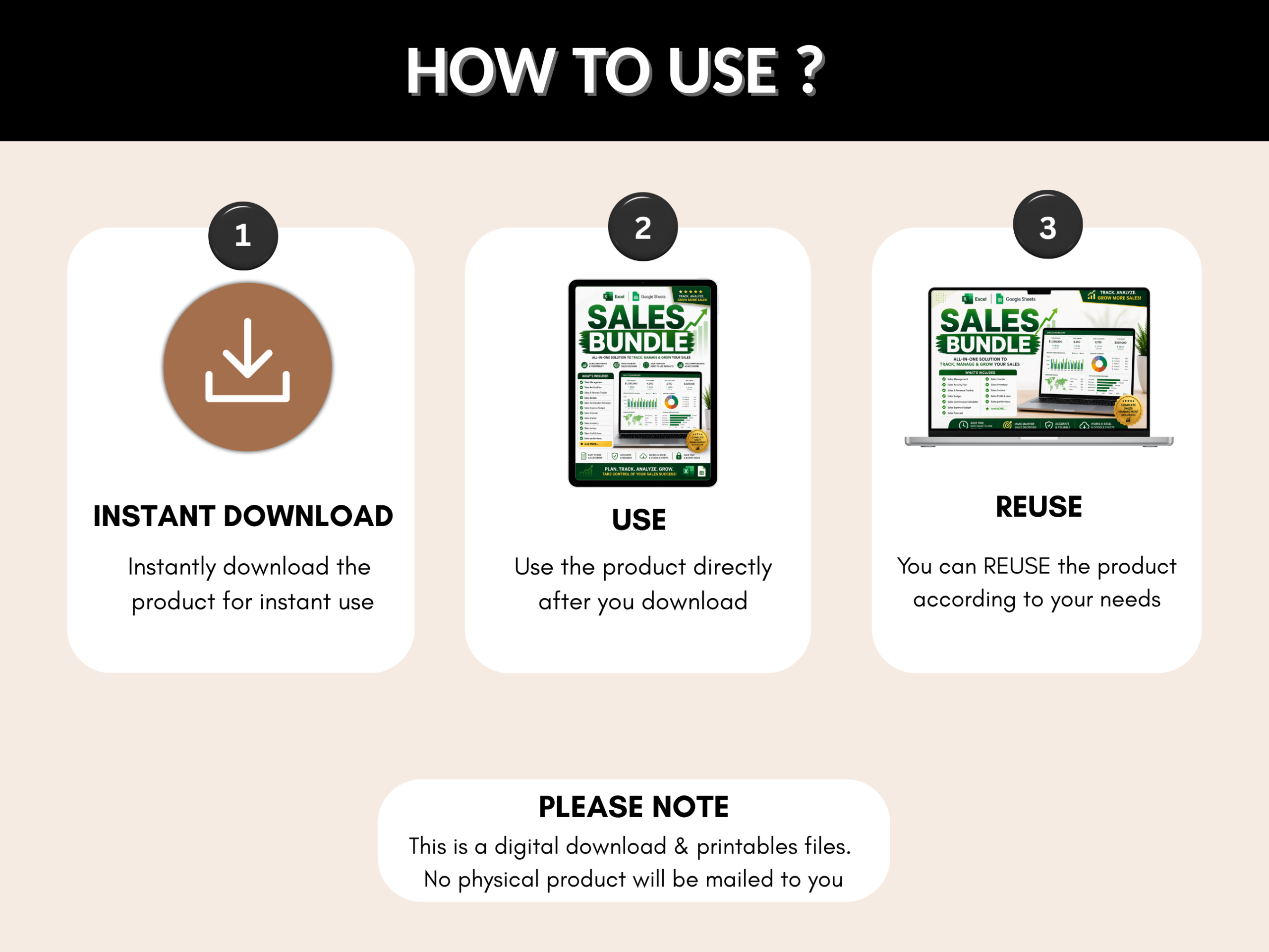 Sales bundle |Excel templates & Google sheets |Sales dashboard, tracker, planner| Sales report, budget, forecast, excel sales|PLR MRR Rights