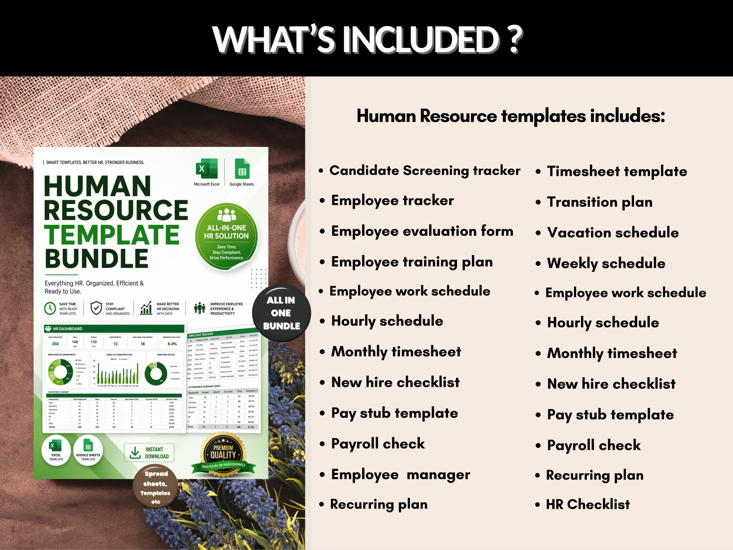 Human resource bundle | HR templates, hr Dashboard, | hiring tracker, Employee tracker | Excel templates, google sheets | PLR MRR Rights