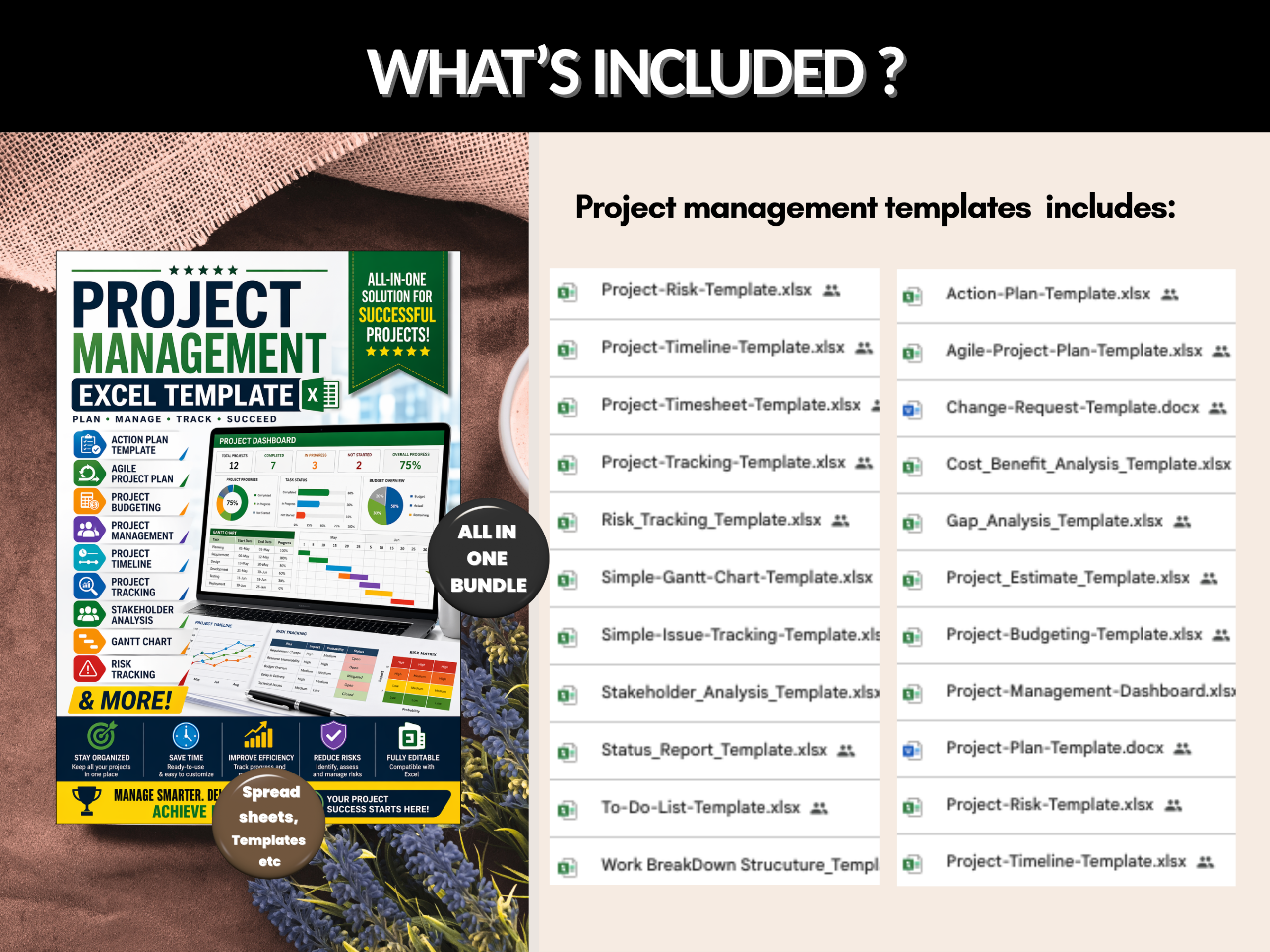 Project management template | Project budget, Project timeline, Project tracking, Project plan, Agile project, Project tool |PLR MRR Rights