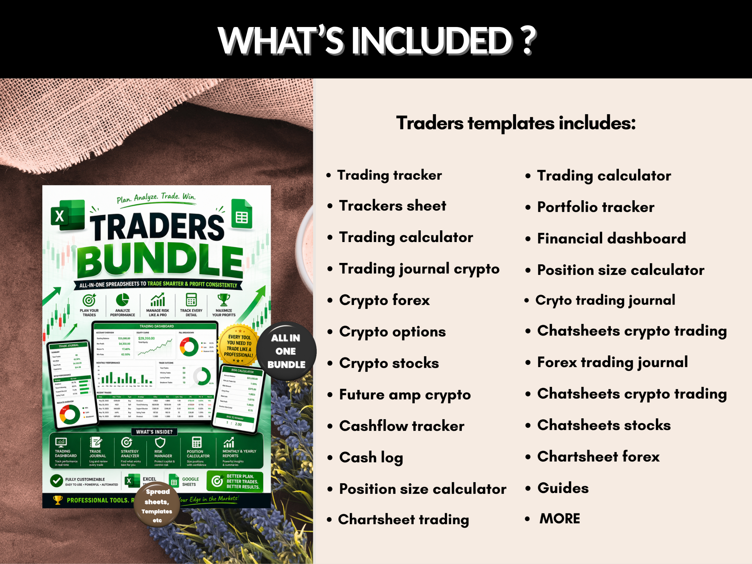 Traders bundle | Trading journal, Traders dashboard, tracker, forex, stock, forex, crypto | Excel templates & Google sheets | PLR MRR Rights
