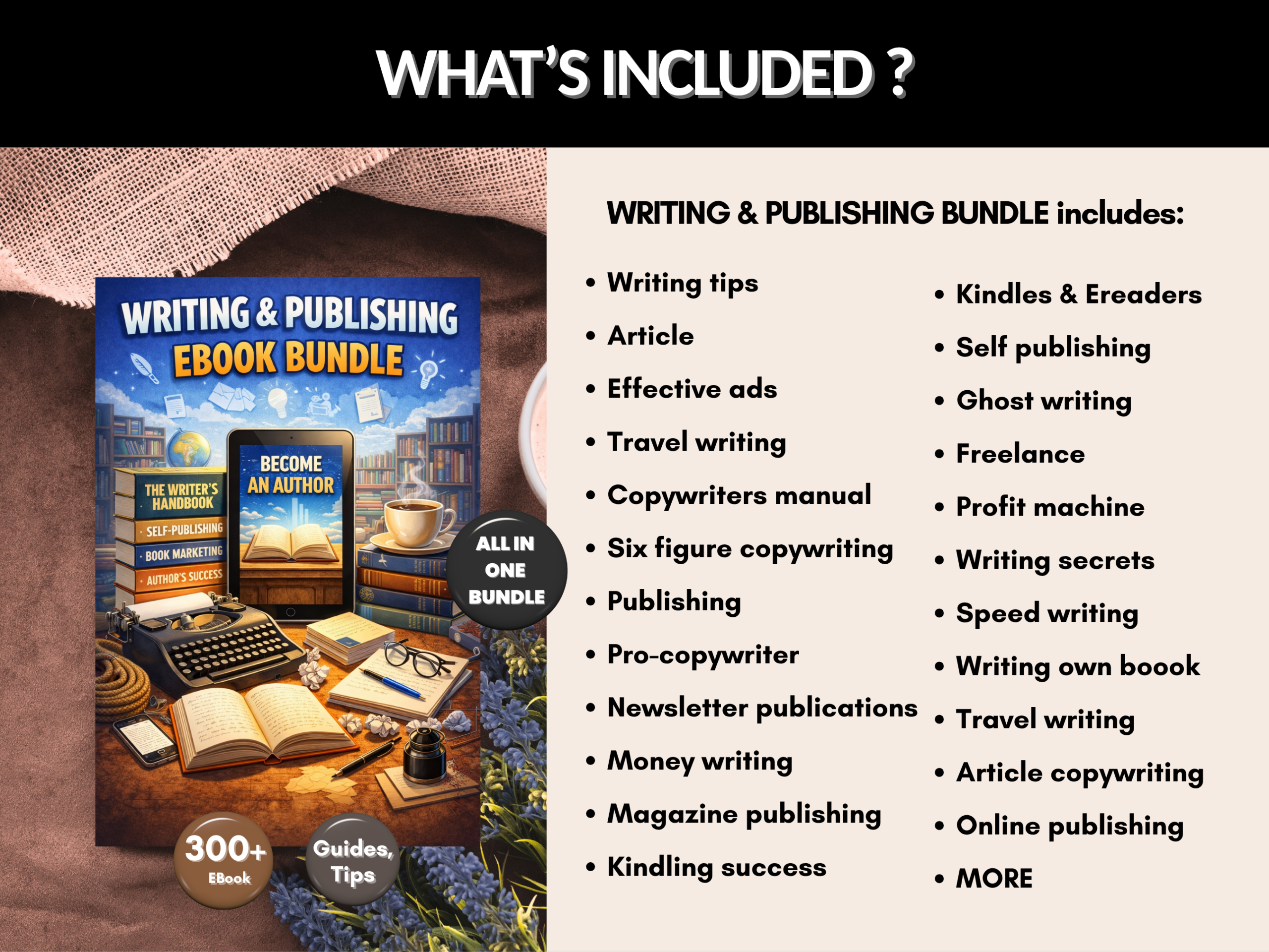 300+ Writing and Publishing eBook Bundle | Author Resources, Writing Guides and Self-Publishing | Workbook| PLR and MRR Rights