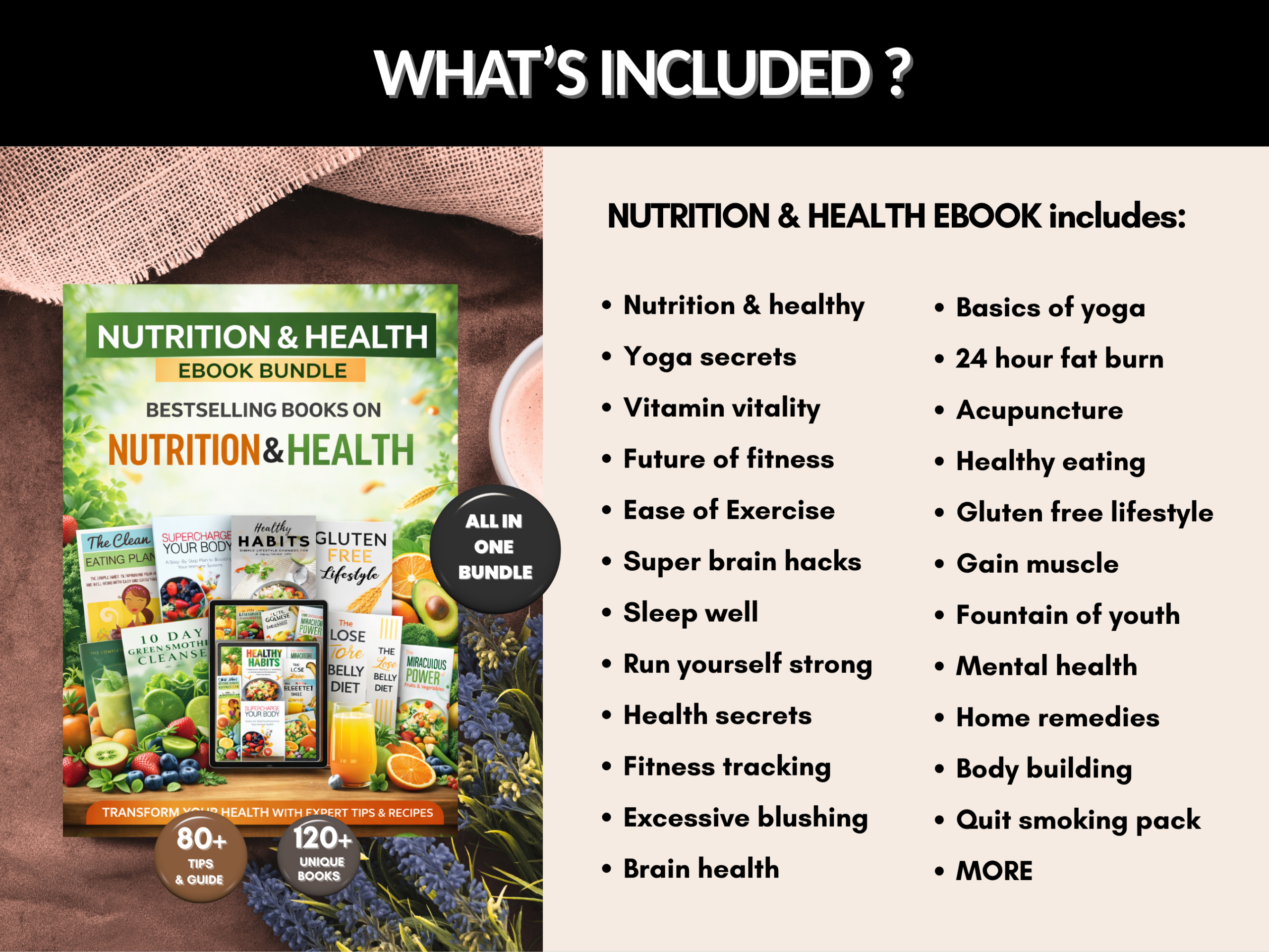 Nutrition & Health ebook bundle | Health Coach| Food Diary | Nutrition Planner |Gluten free| Body building | Canva Template | MRR PLR Rights