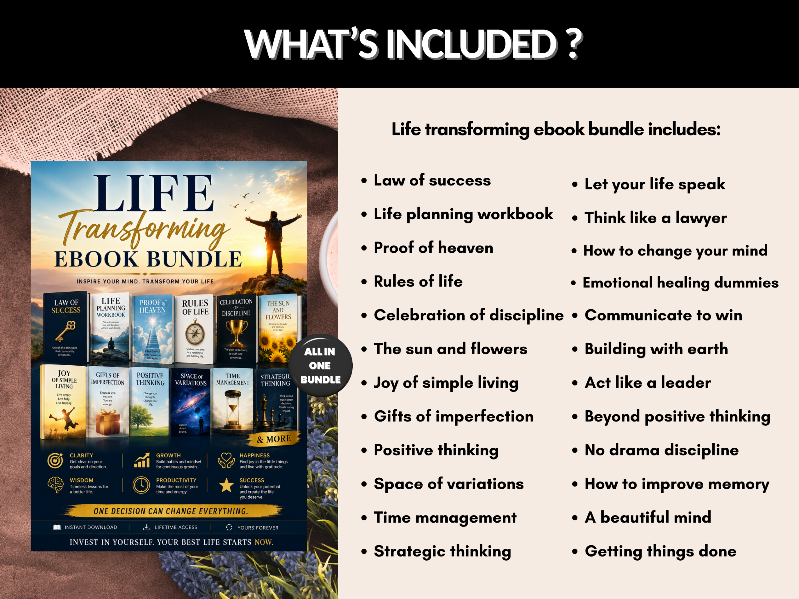 300+ Life transforming ebook bundle | Self help ebook | Personal Development Guide | Mindset, Confidence, Success eBooks | PLR MRR Rights
