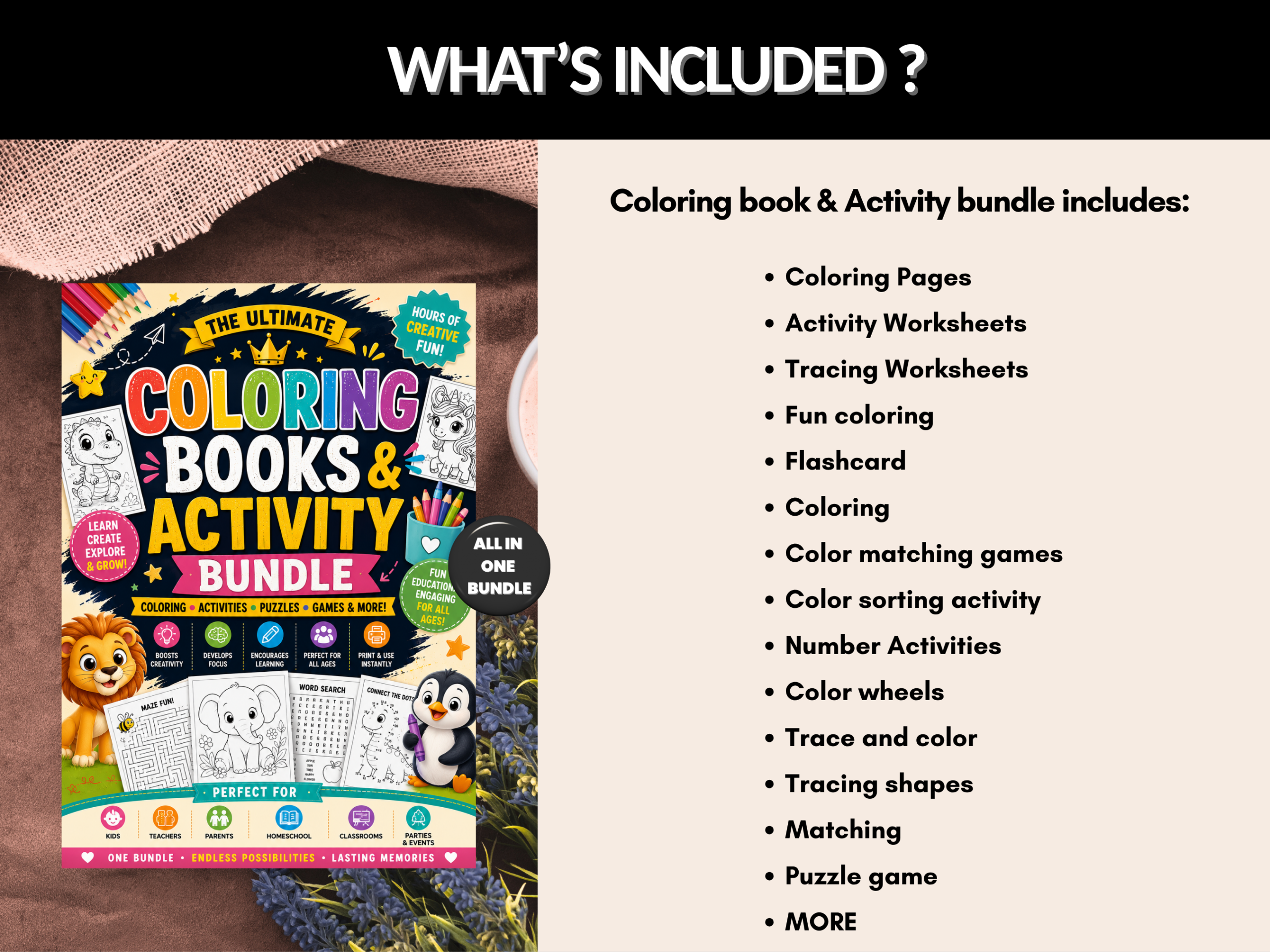Coloring book & activity bundle | Coloring, Activity, Kids Printables, Kids Activities, Worksheet Pack, Puzzle, Trace | PLR MRR Rights