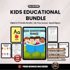 Kids Educational bundle | Educational Kids Resources - Coloring Books, Worksheets and more | PLR MRR Rights