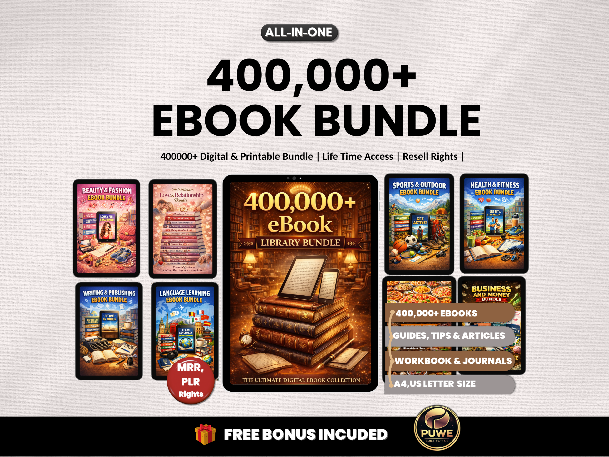 400000+ Ebook library bundle | Editable Digital Library| Resellable eBooks Mega Bundle | Passive Income Kit| PLR MRR Rights