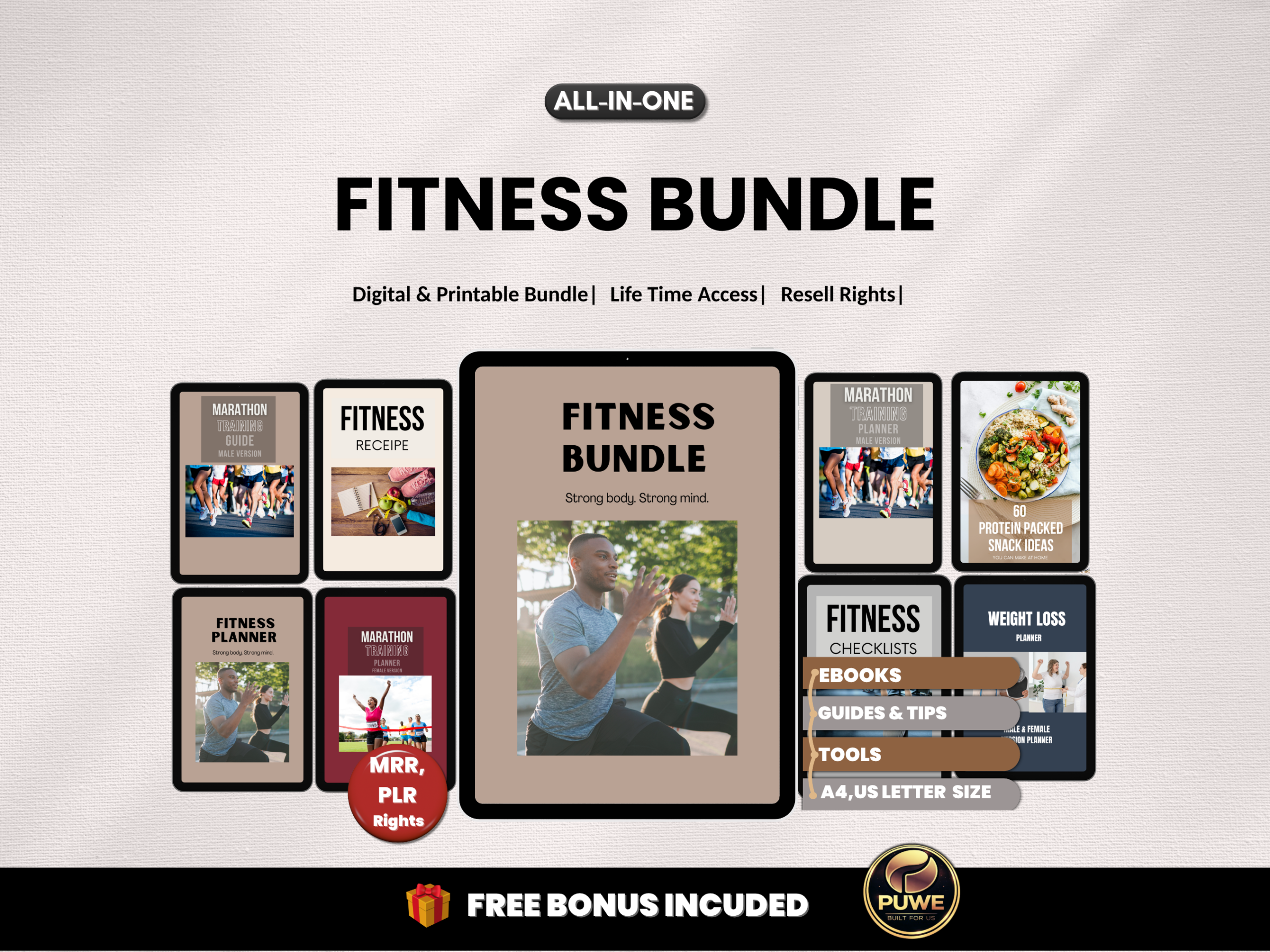 Fitness ebook Bundle | Coach Ebook Program, Health Wellness , Exercise, Weight loss, Gym, Marathon guide, Workout| PLR MRR Rights