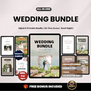 Wedding Bundle | Editable Invitations, Party, binder, seating plan, cards, honeymoon Templates |Wedding Set| MRR and PLR Rights
