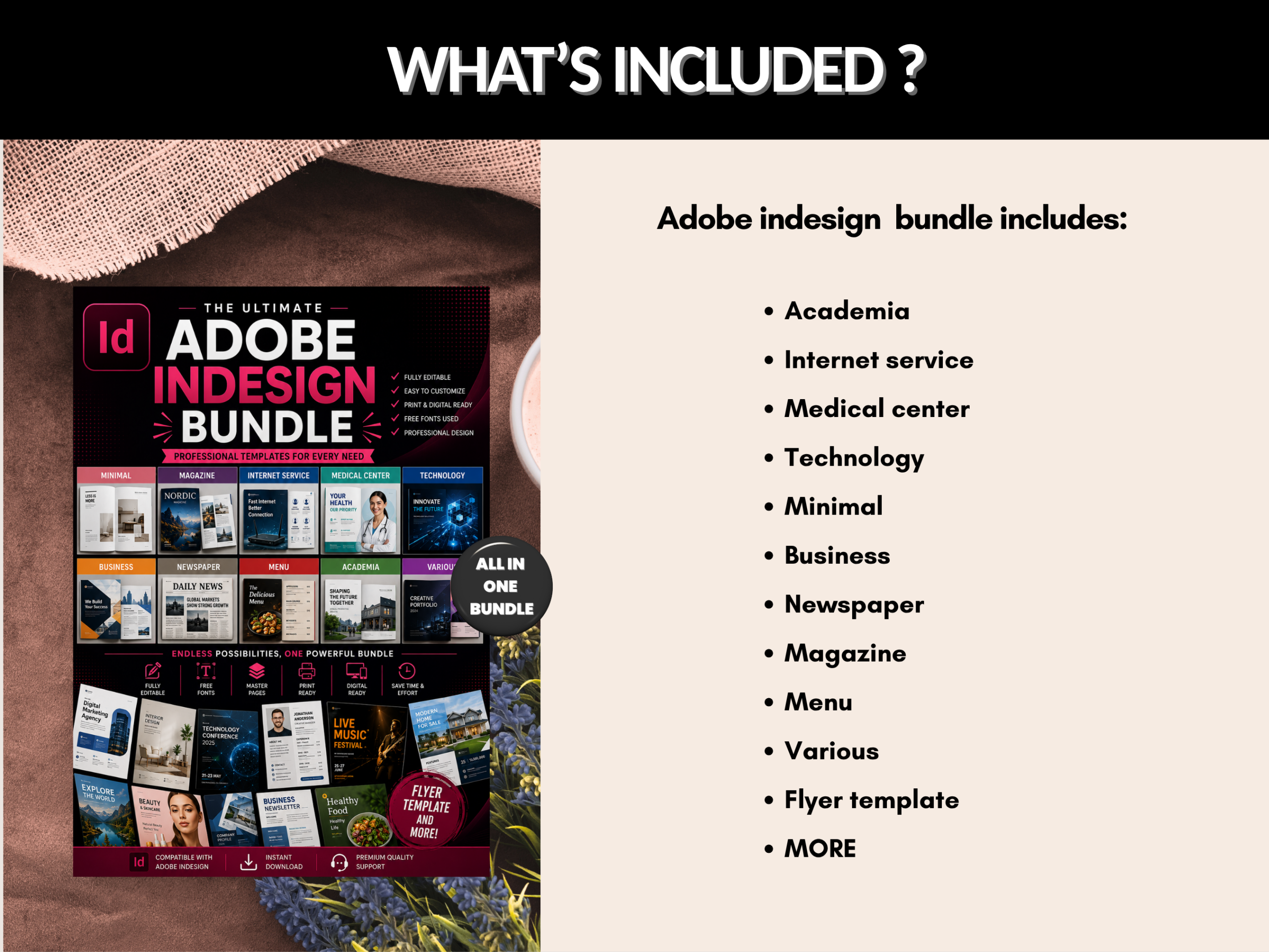 Adobe Indesign bundle | Adobe Indesign, Flyer Template, Magazine, Indesign Files, Editable Layout, Digital Download | MRR PLR Rights