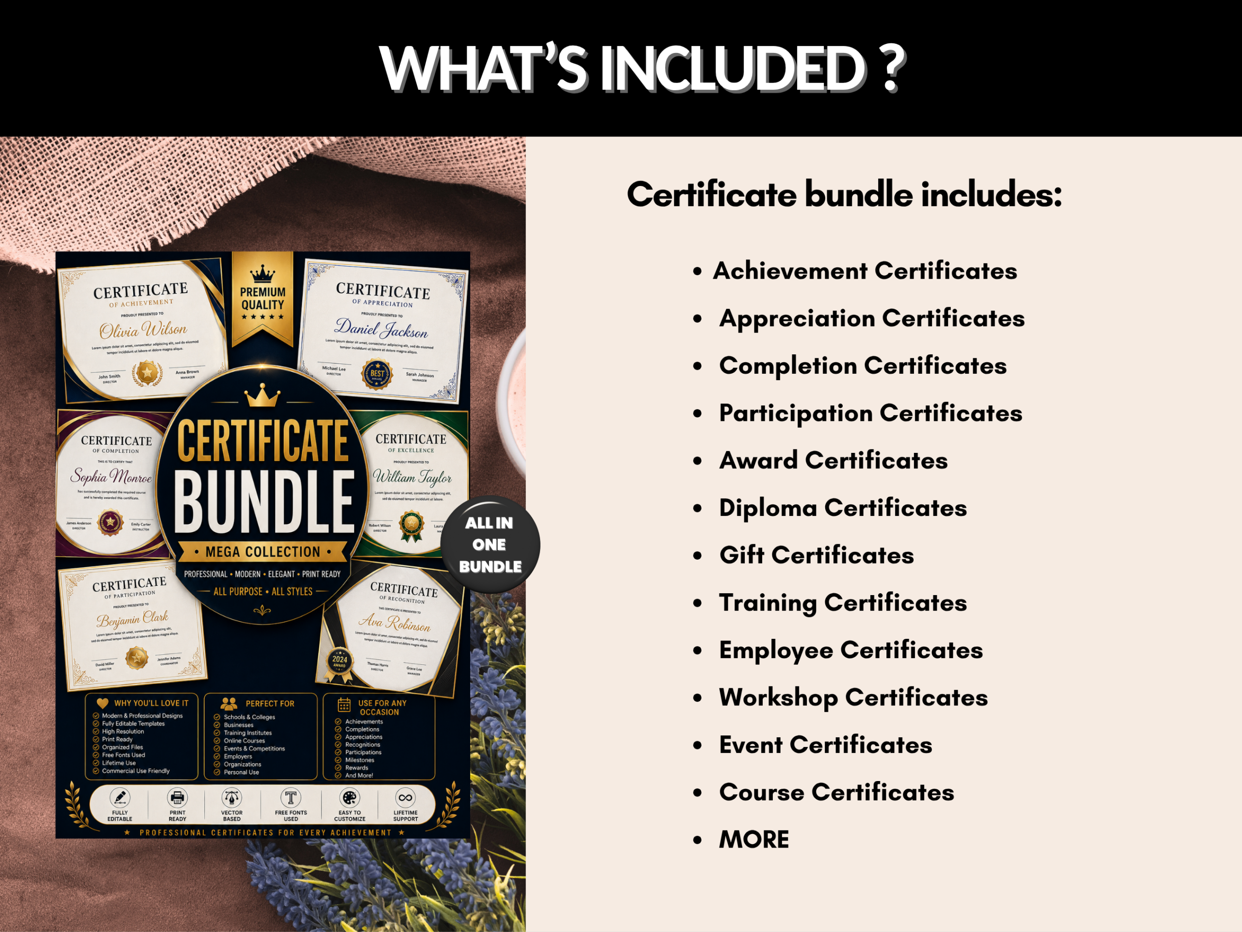1500+ Certificate bundle | Certificate Design, Certificate Pack, Editable Certificate, Certificate Design, Certificate Kit | PLR MRR Rights