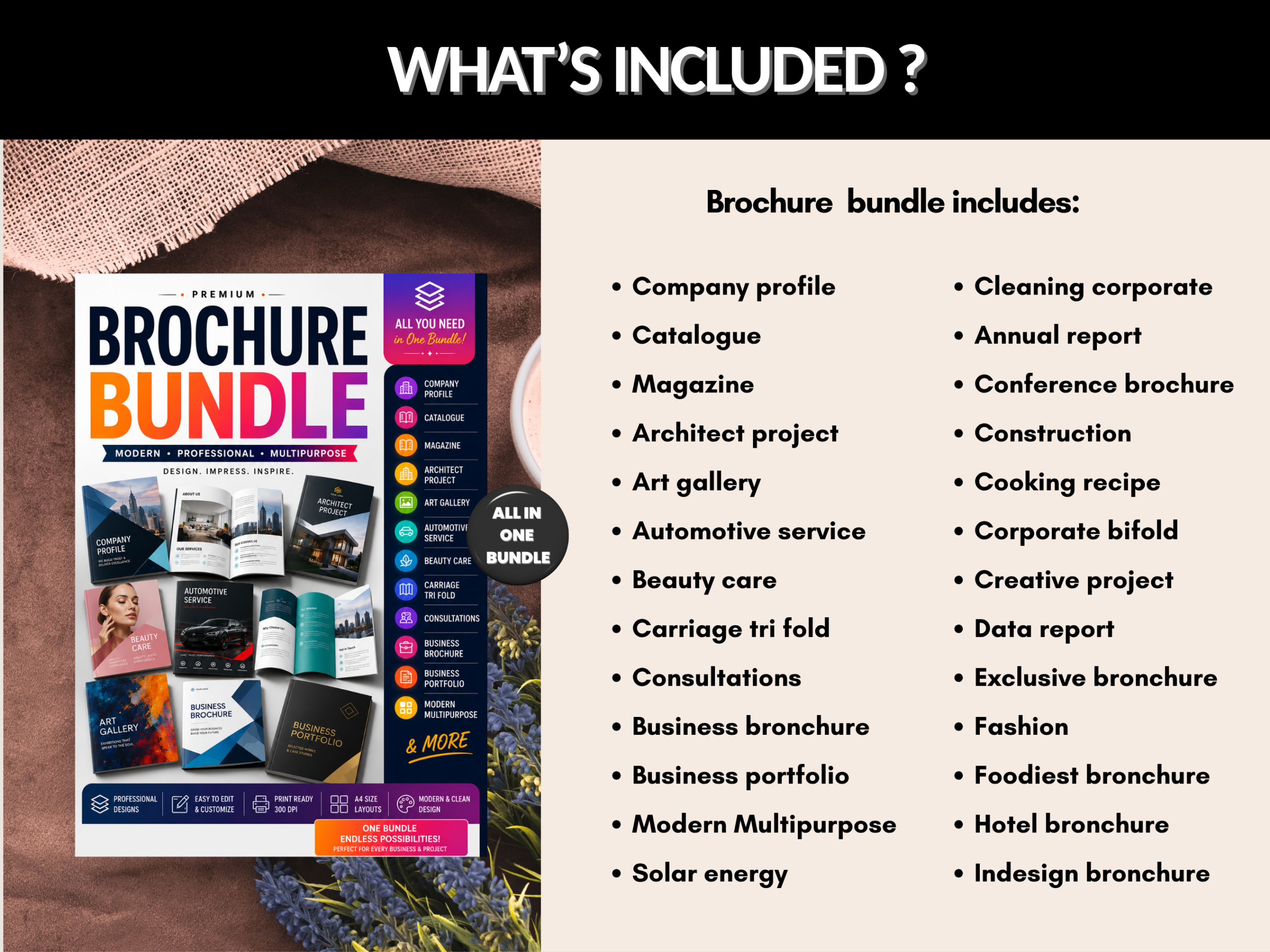 Brochure bundle | Business Brochure, Company Profile, Catalogue Design, Modern Brochure, Editable Layout, Digital Download | PLR MRR Rights