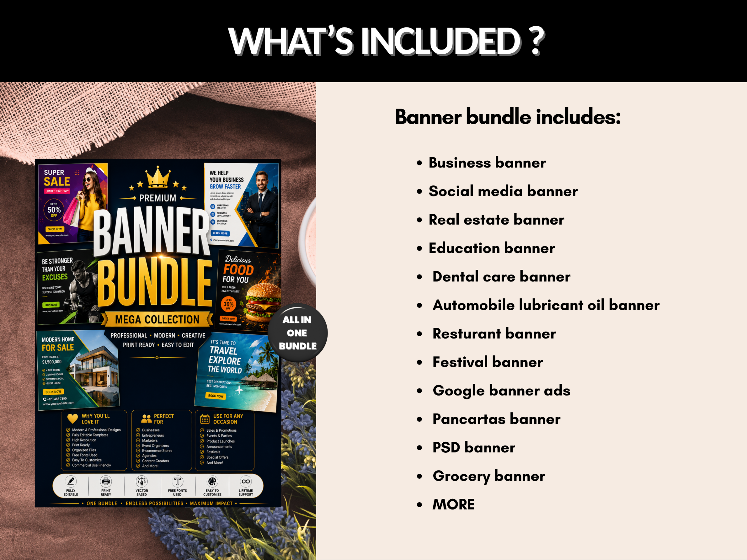 Banner bundle | Banner Design, Business Banner, Editable Banner, Banner JPG, Ad Banner,Print Banner, Marketing Banner | PLR MRR Rights