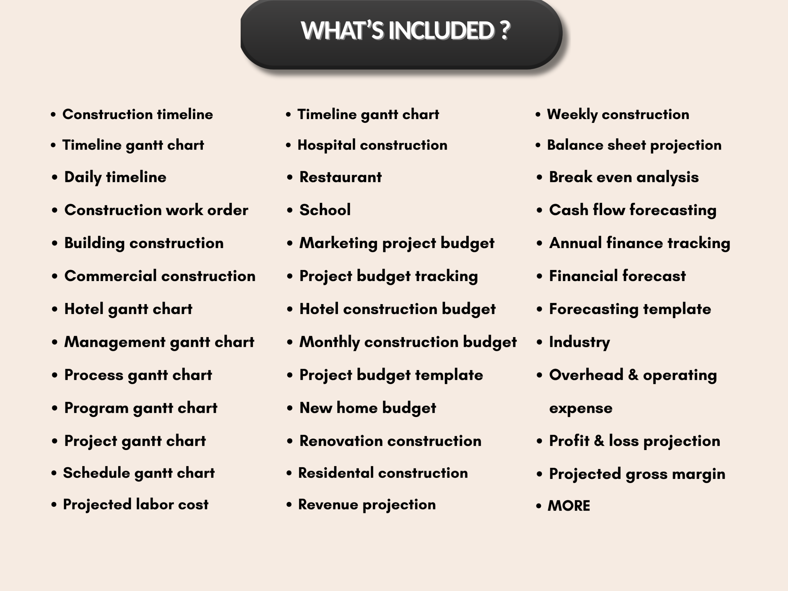 Construction bundle | Excel template & google sheets | Construction budget, trackers, construction management, dashboard | PLR MRR Rights