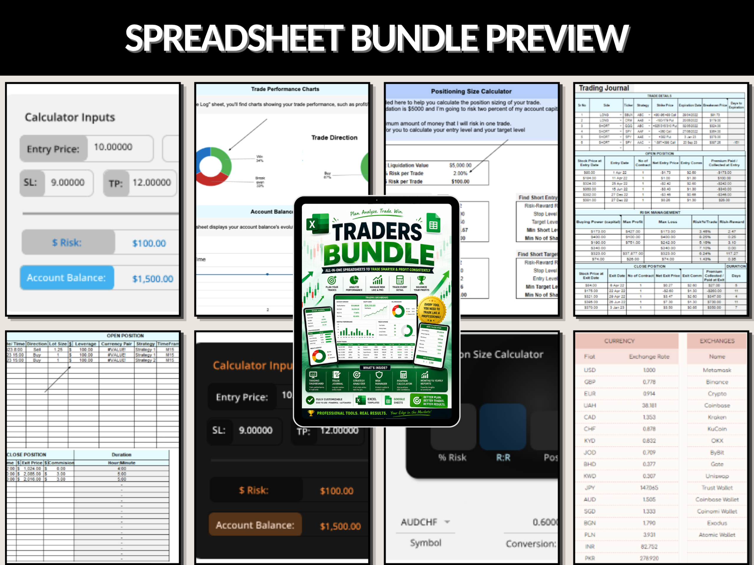 Traders bundle | Trading journal, Traders dashboard, tracker, forex, stock, forex, crypto | Excel templates & Google sheets | PLR MRR Rights