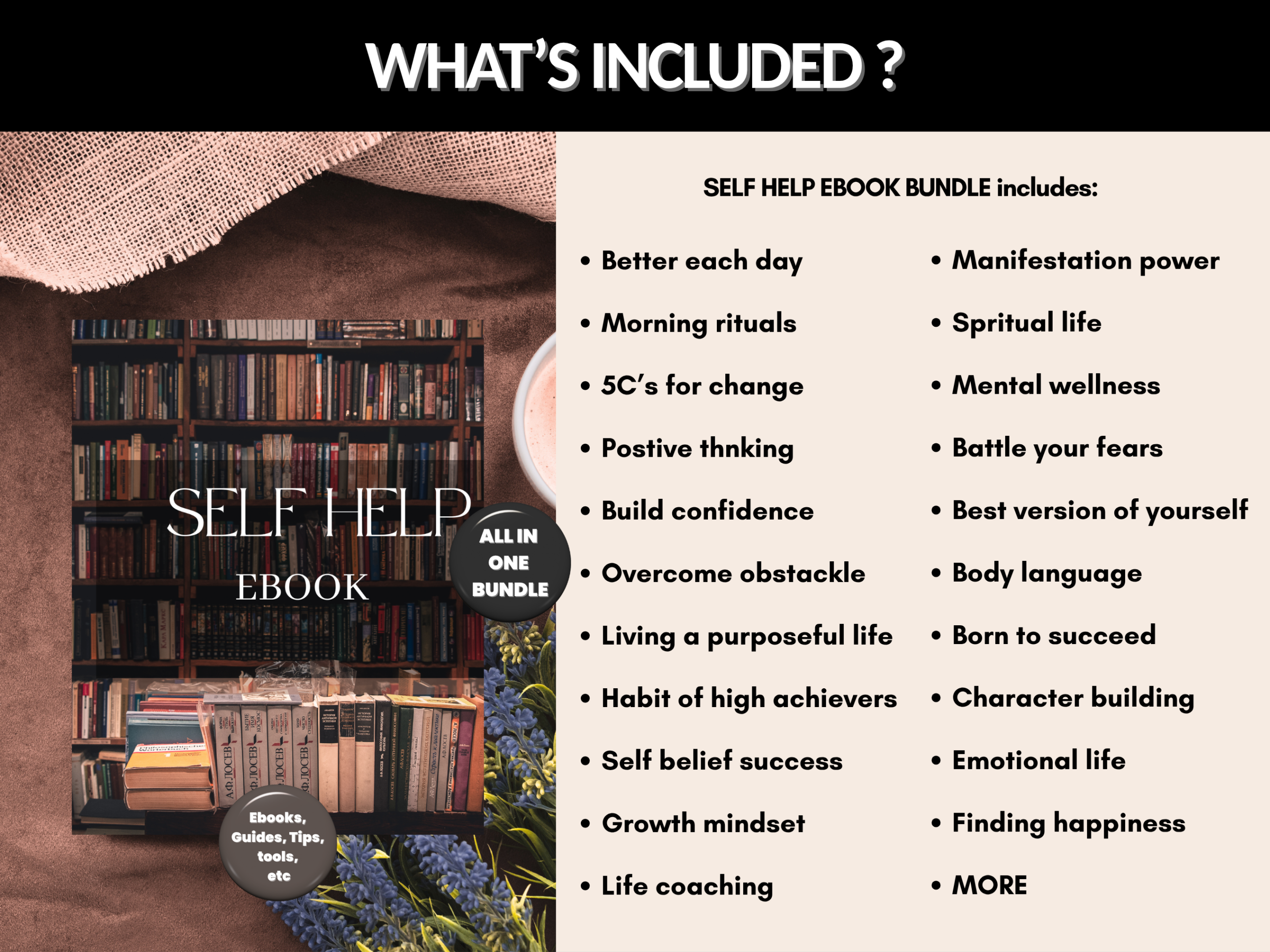 1400+ Self Help eBook Bundle | Personal Development Guide | Mindset and Confidence Workbook | Productivity & Success eBooks |PLR, MRR ebooks