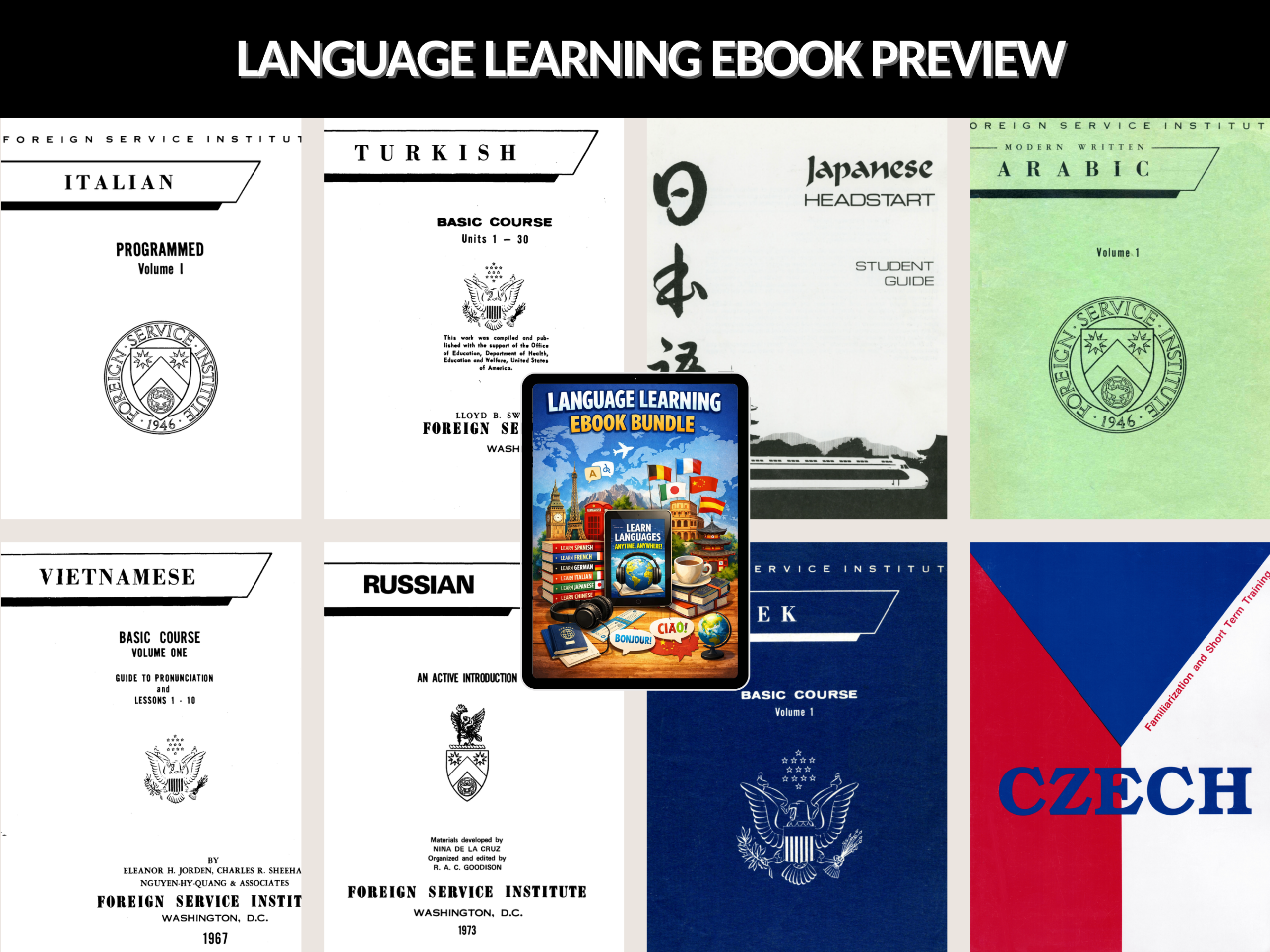 Language learning ebook bundle | Vocabulary Workbook, Digital Language Learning Planner, Any Language Learning Planner ipad | PLR MRR Rights