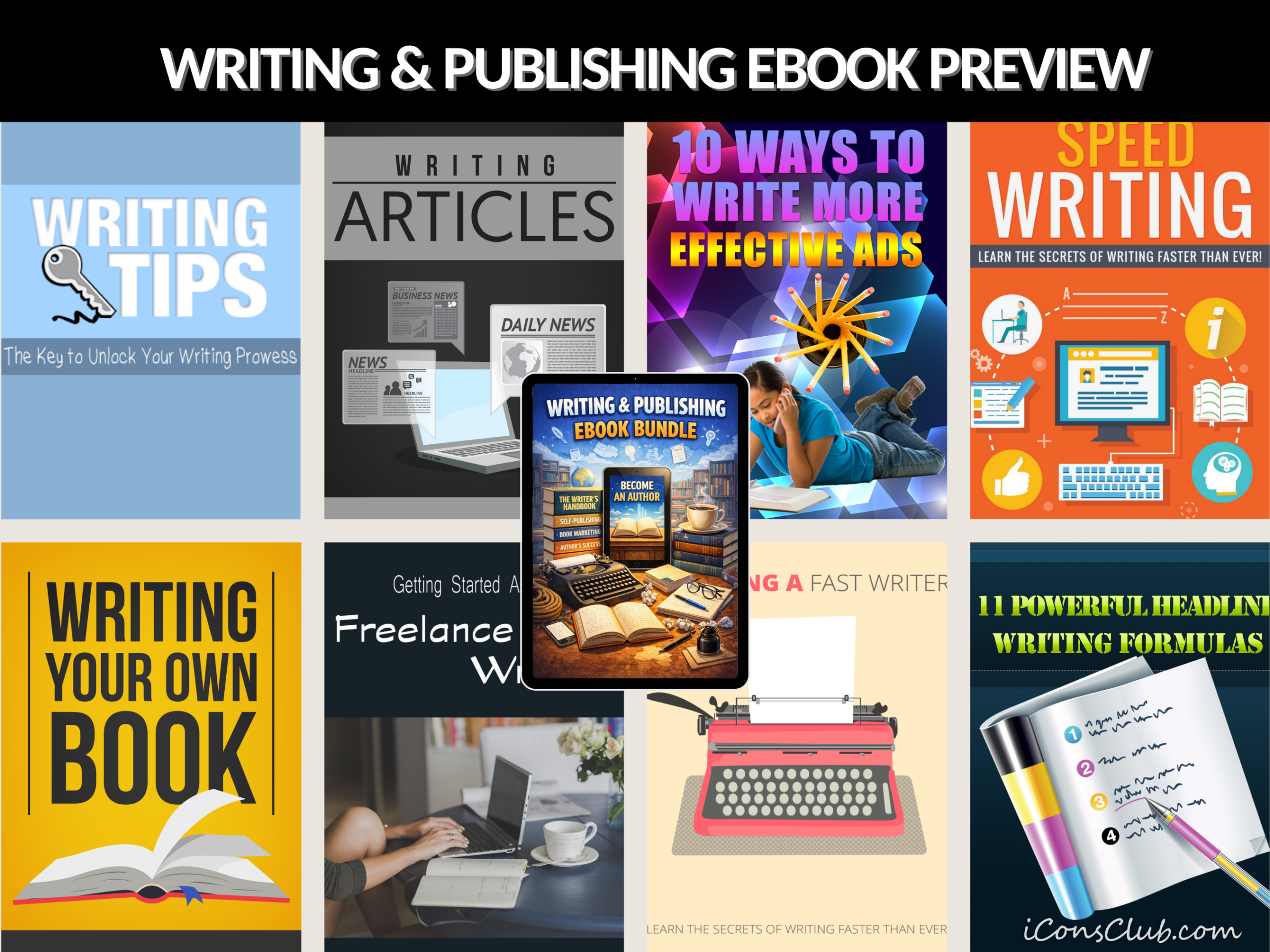300+ Writing and Publishing eBook Bundle | Author Resources, Writing Guides and Self-Publishing | Workbook| PLR and MRR Rights