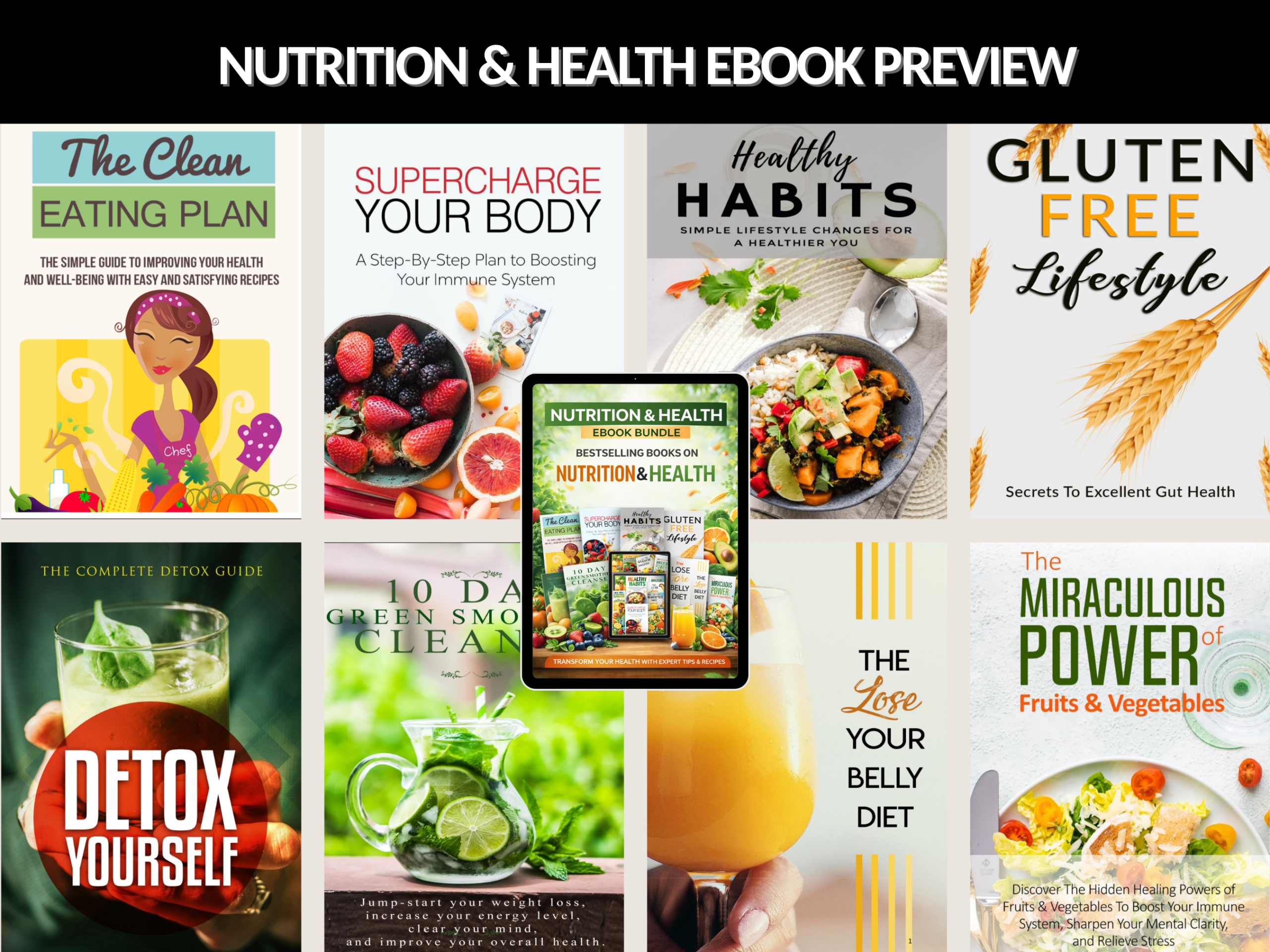 Nutrition & Health ebook bundle | Health Coach| Food Diary | Nutrition Planner |Gluten free| Body building | Canva Template | MRR PLR Rights