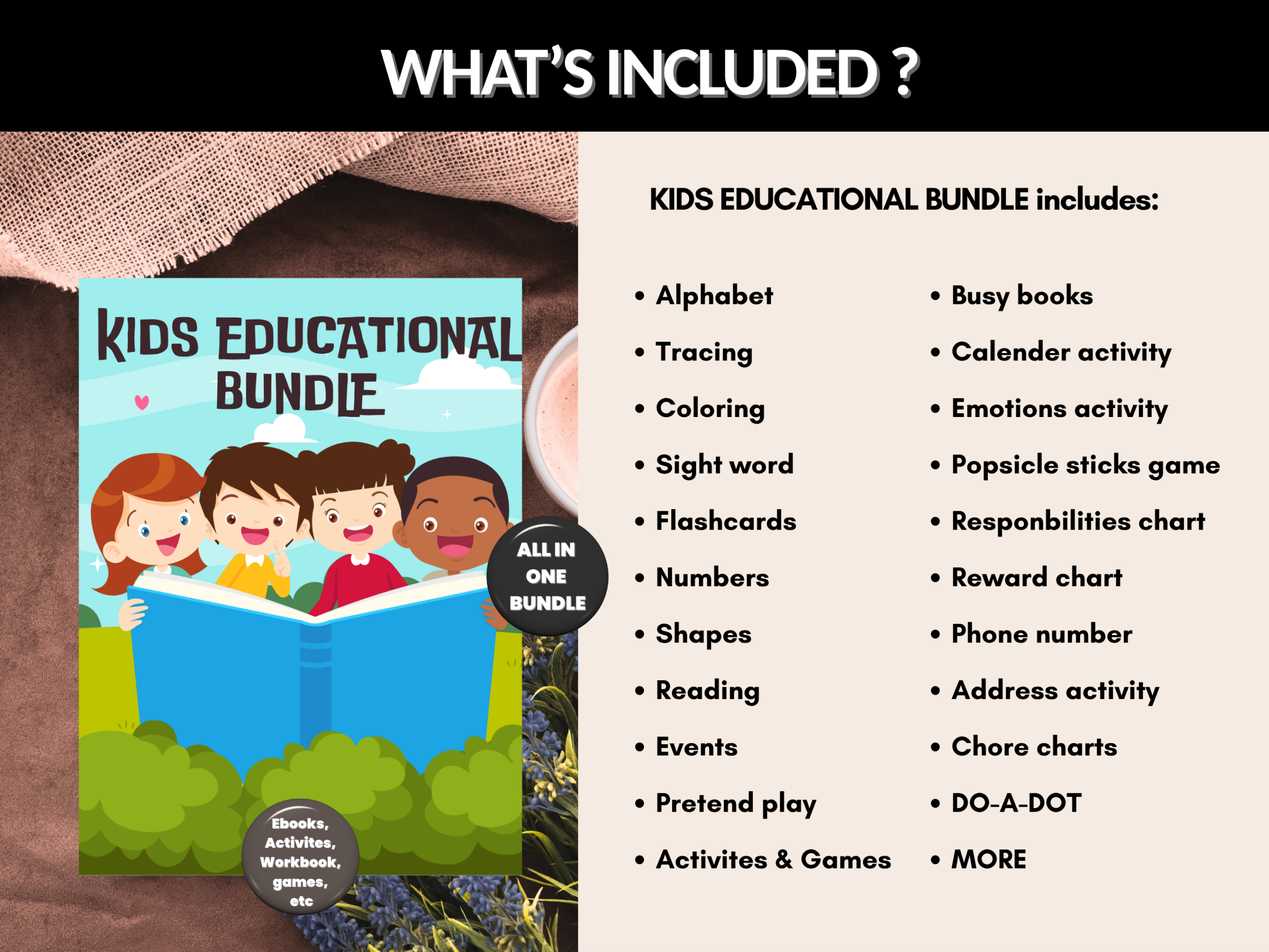 Kids Educational bundle | Educational Kids Resources - Coloring Books, Worksheets and more | PLR MRR Rights