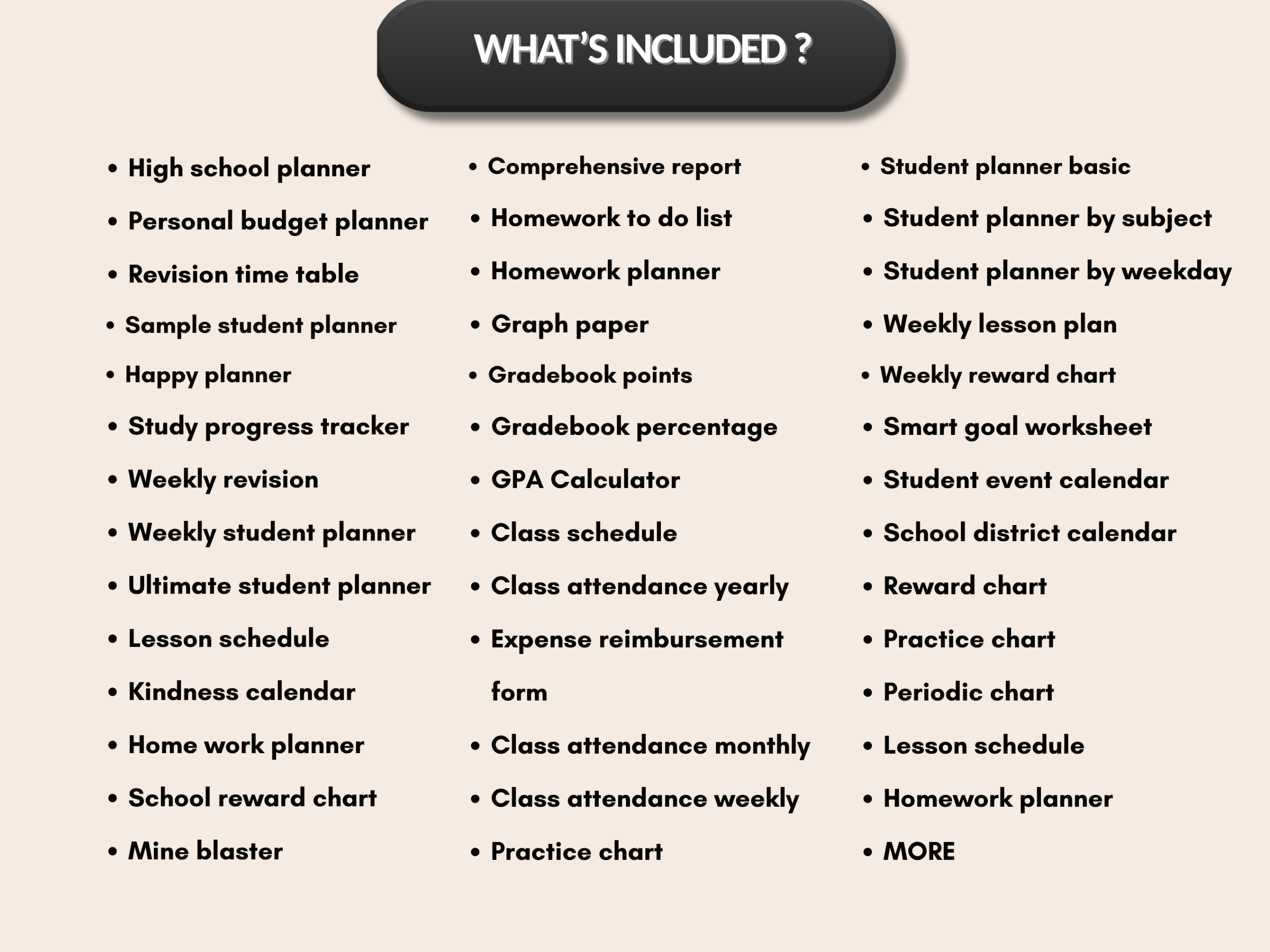 Student planner bundle | Excel template & Google sheets | Study planner, college, school, student tracker, student dashboard| PLR MRR Rights