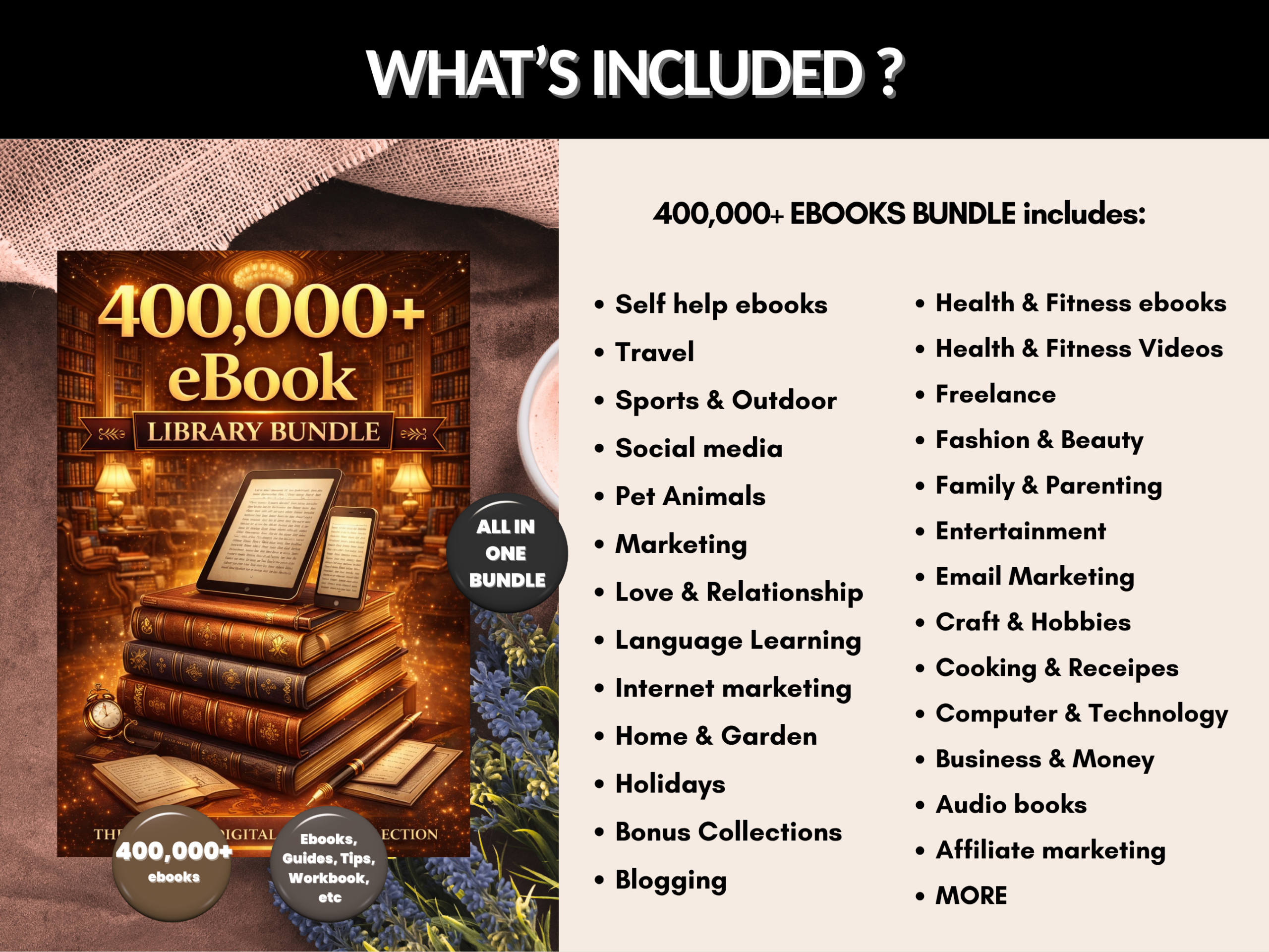 400000+ Ebook library bundle | Editable Digital Library| Resellable eBooks Mega Bundle | Passive Income Kit| PLR MRR Rights