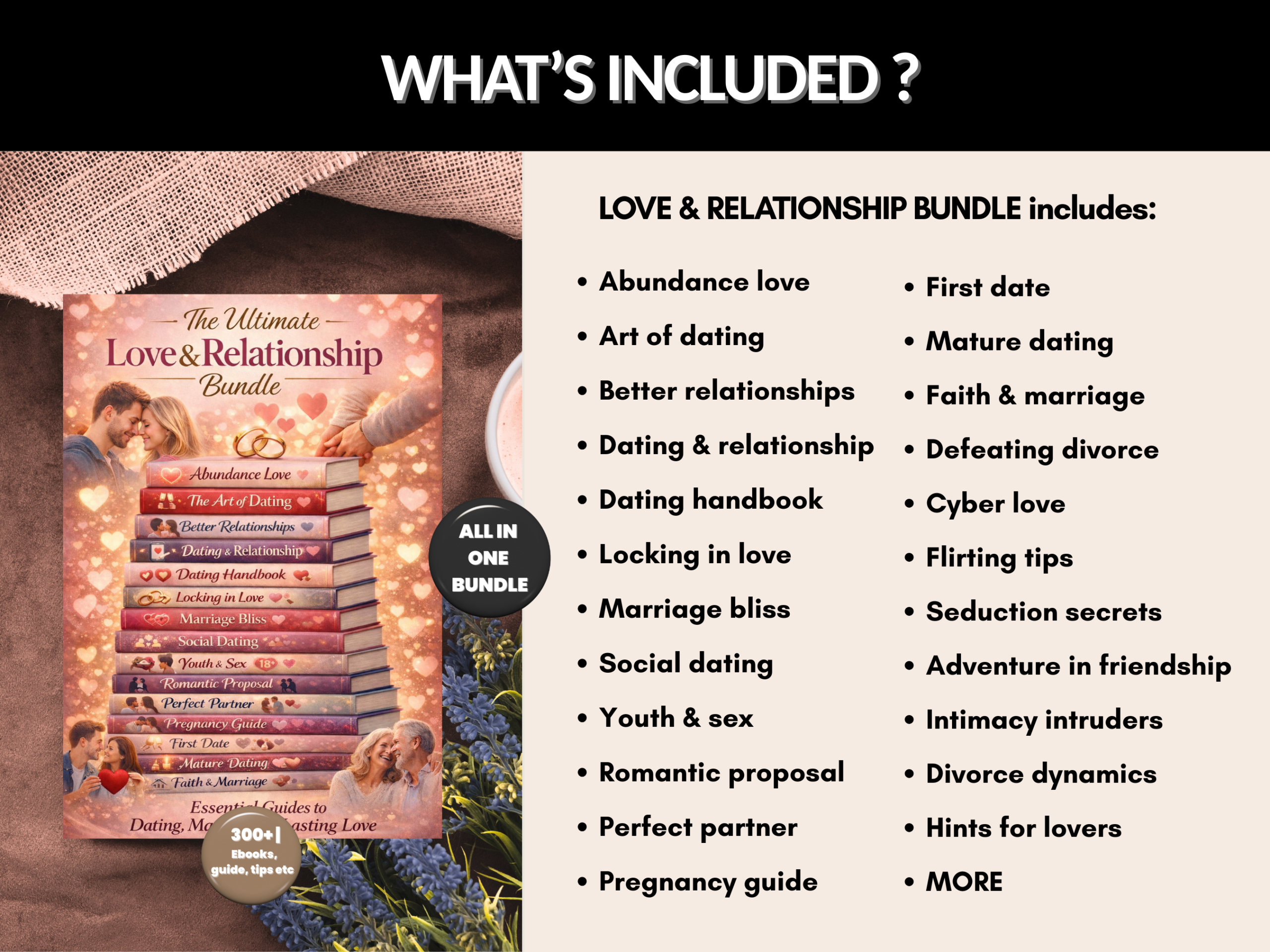 300+ Love & Relationship eBook Bundle | Self-Help Guides for Couples | Dating, Marriage, Couples Counseling, Intimacy| PLR MRR Rights