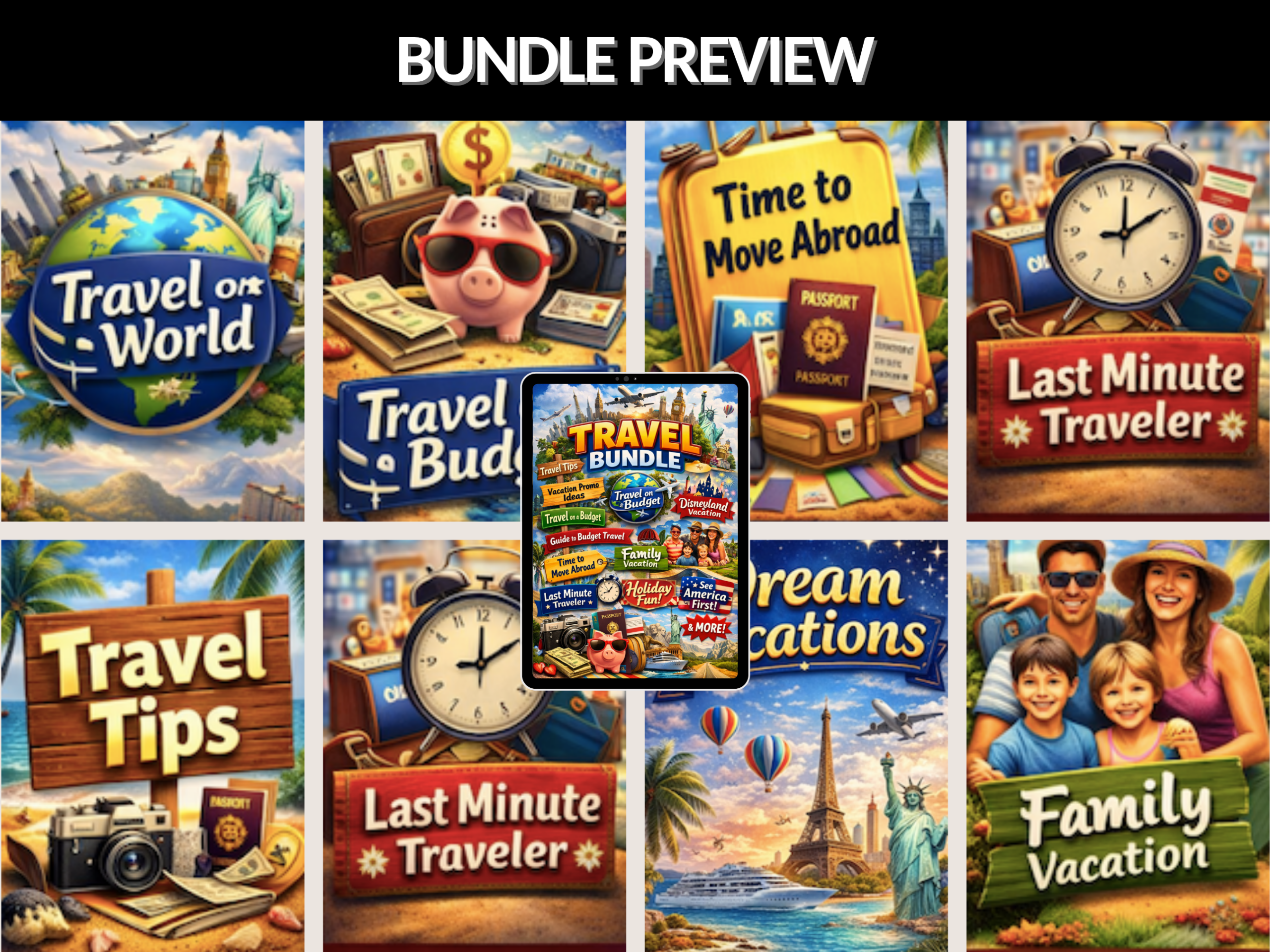 Travel ebook bundle | Travel guide, travel tips, ideas, budget travel | digital travel, Family vacation, backpack travel | PLR MRR Rights